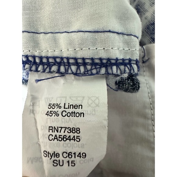 J. Crew Linen Blend Blue Tie Dyed Chain Link Pattern Shorts, Size 10 - Picture 4 of 4
